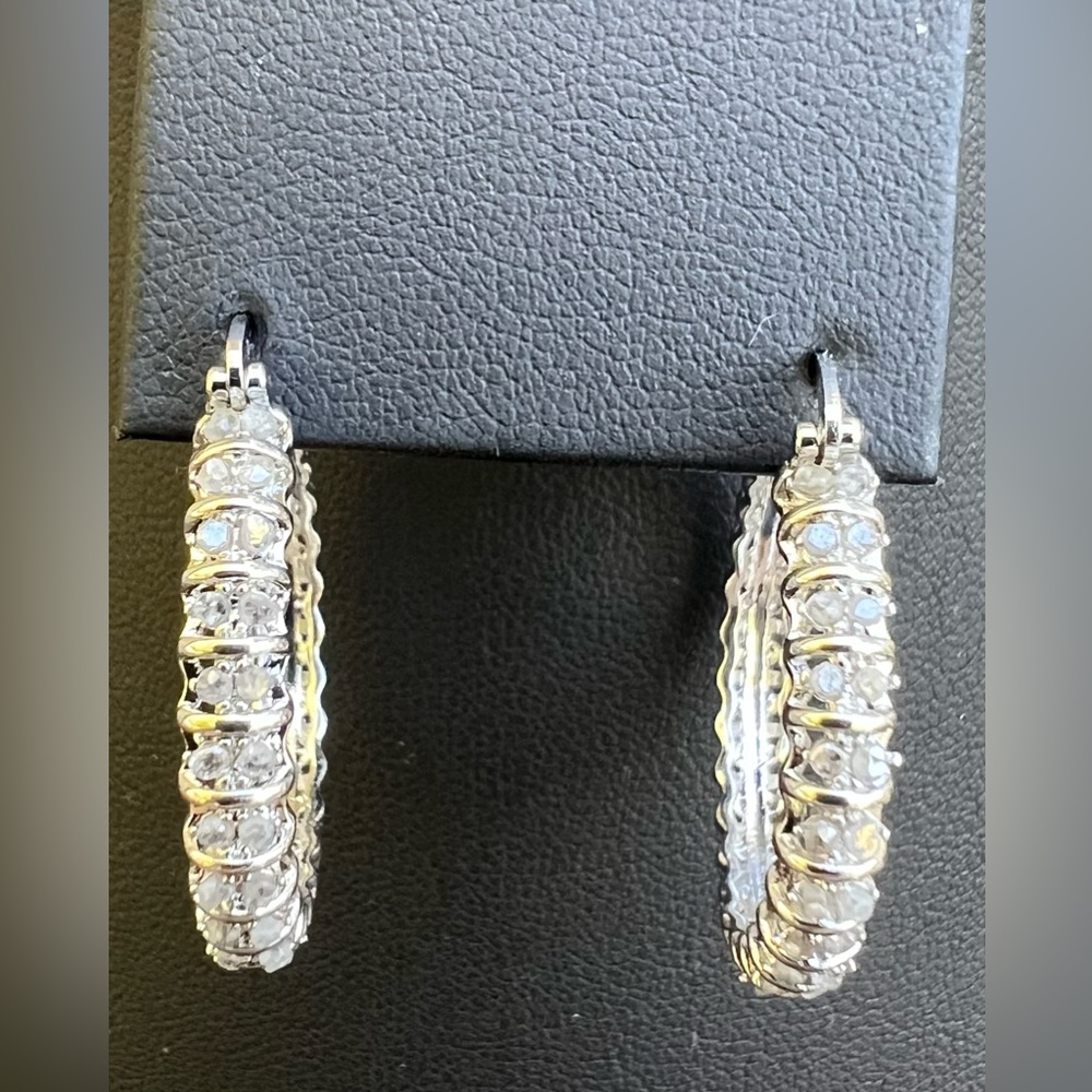 1/2 CTTW Diamond Double Row Earrings - Picture 1 of 3